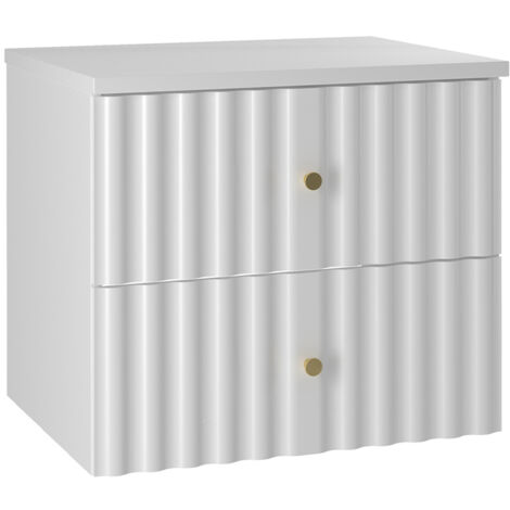 Meuble sous-vasque 60cm 2 tiroirs plan de toilette Izae Blanc