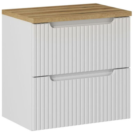 Meuble sous-vasque 60cm 2 tiroirs plan de toilette Riva Blanc et Bois