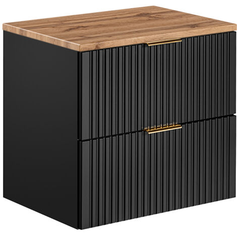 Meuble sous-vasque 60cm plan de toilette Adriel Noir et Bois