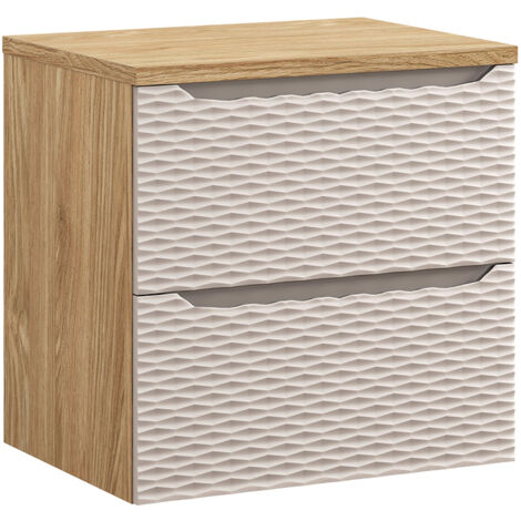 Meuble sous-vasque 60cm plan de toilette Elora Beige et bois