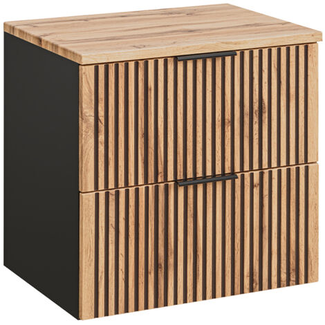 Meuble sous-vasque 60cm plan de toilette Gaia Bois et Noir