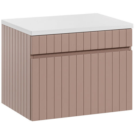 Meuble sous-vasque 60cm plan de toilette Zelie Rose et Blanc