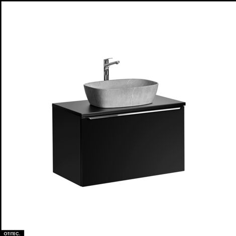 Meuble sous vasque - 80 cm - avec Vasque à poser et Plan - BOLD BLACK