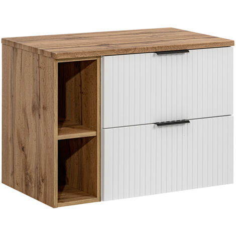Meuble sous-vasque 80cm 2 niches Adriel Blanc