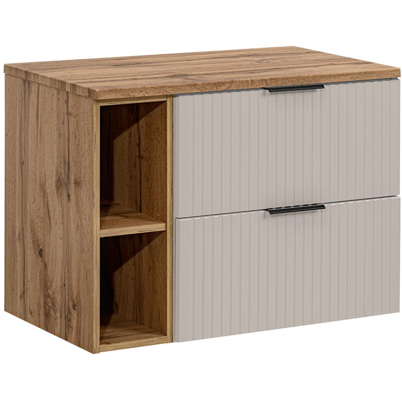 Petits-meubles - Meuble sous-vasque 80cm 2 niches Adriel Cachemire et Bois