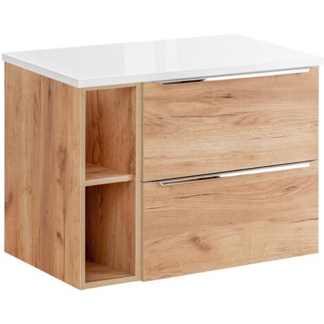 Meuble sous-vasque 80cm 2 niches April Bois et Blanc