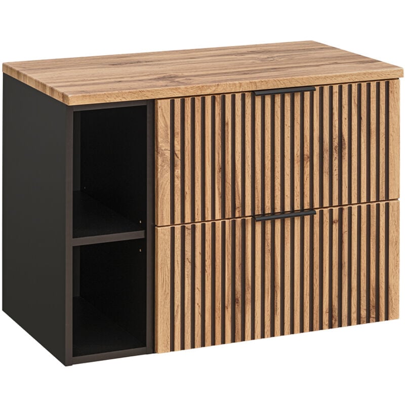 Petits-meubles - Meuble sous-vasque 80cm 2 niches Gaia Bois et Noir