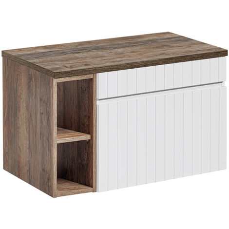 Meuble sous-vasque 80cm 2 niches Zelie Blanc et Bois