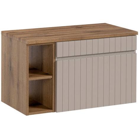 Meuble sous-vasque 80cm 2 niches Zelie Cachemire et Bois