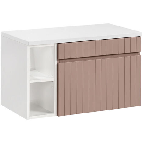 Meuble sous-vasque 80cm 2 niches Zelie Rose et Blanc