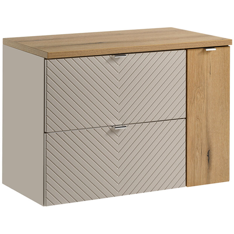 Meuble sous-vasque 80cm 2 tiroirs 1 porte Manoa Cachemire et bois