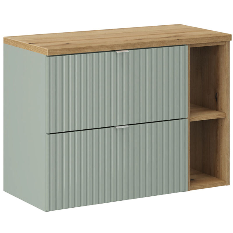 Petits-meubles - Meuble sous-vasque 80cm 2 tiroirs 2 niches Jade Vert et Bois