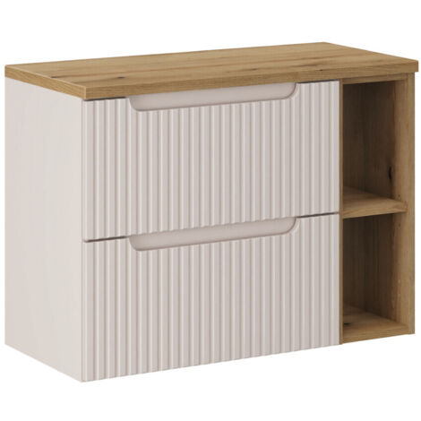 Meuble sous-vasque 80cm 2 tiroirs 2 niches Riva Cachemire et Bois