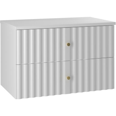Meuble sous-vasque 80cm 2 tiroirs plan de toilette Izae Blanc