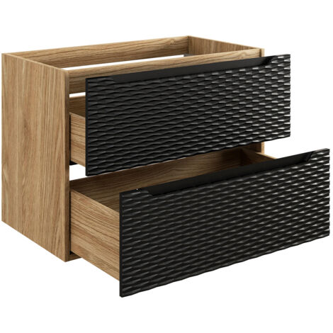 Meuble sous-vasque 80cm Elora Noir et bois