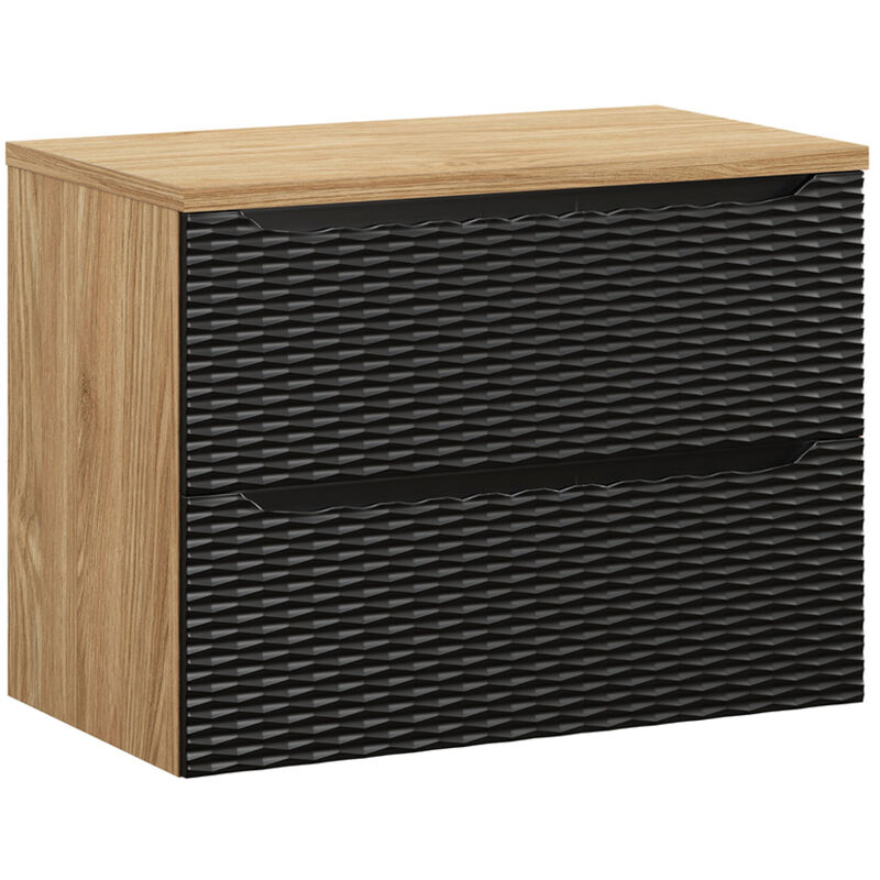 Petits-meubles - Meuble sous-vasque 80cm plan de toilette Elora Noir et bois