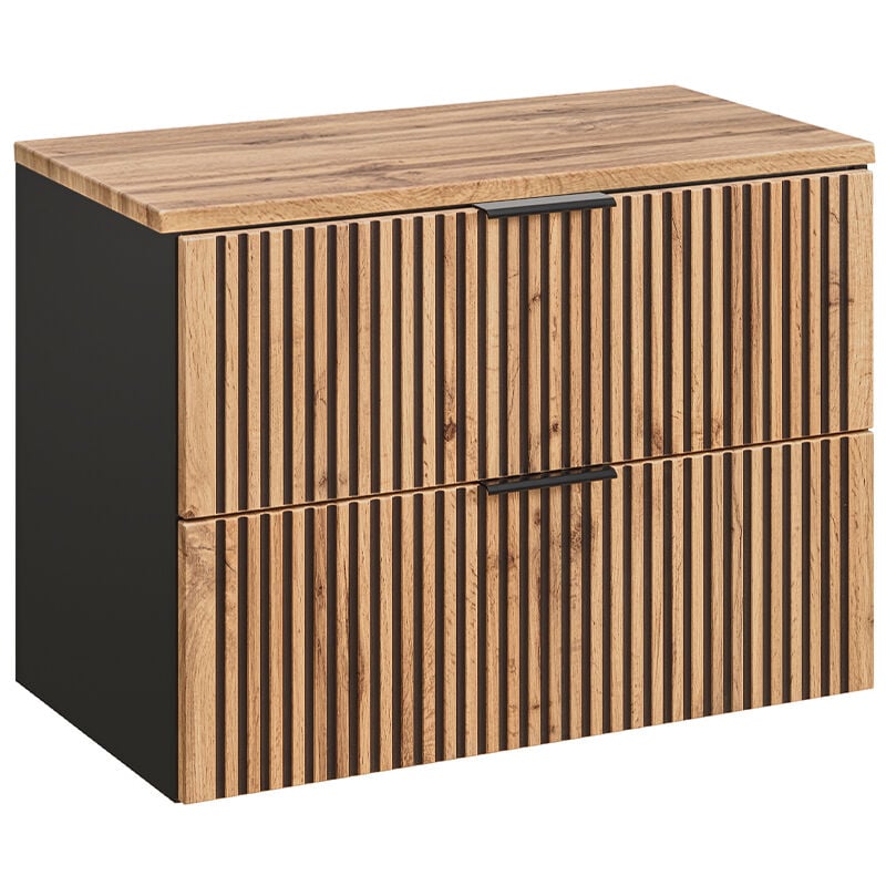 Petits-meubles - Meuble sous-vasque 80cm plan de toilette Gaia Bois et Noir