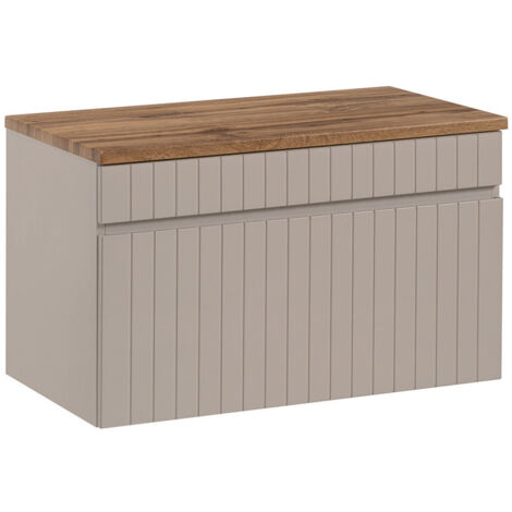 Meuble sous-vasque 80cm plan de toilette Zelie Cachemire et Bois