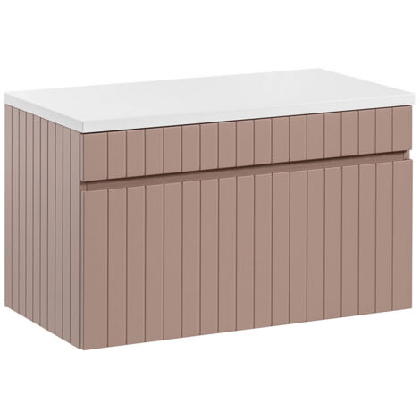 Meuble sous-vasque 80cm plan de toilette Zelie Rose et Blanc