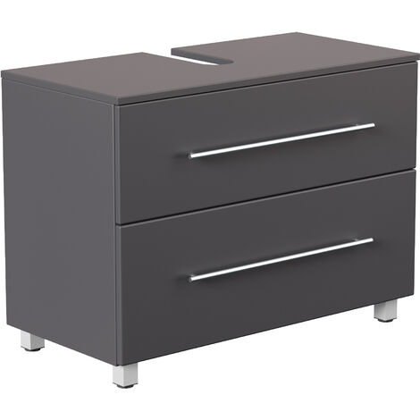 Meuble sous vasque 85 cm avec pieds anthracite aspect satiné