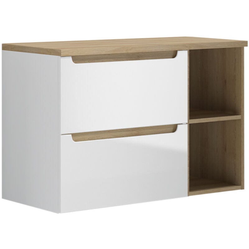 Petits-meubles - Meuble sous-vasque 90cm 2 niches Livia Blanc et Bois