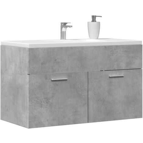 Meuble sous Vasque, Armoire d'évier, Meuble de Salle de Bain de salle de bain gris béton bois d'ingénierie FR145984 DESIGN IN