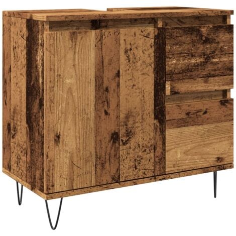 MAISONCHIC Meuble sous Vasque, Armoire d'évier, Meuble de Salle de Bain de salle de bain vieux bois 65x33x60 cm FR430757 Maison Chic