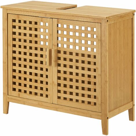 Meuble sous vasque avec 2 portes 60 x 67 x 30 cm en bambou