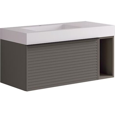 Meuble sous-vasque avec vasque Blies Gris Carbone avec étagère ouverte, 1005x500x460mm