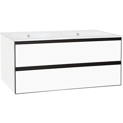 Meuble sous-vasque blanc mat + vasque en céramique blanc Benaro, 1210x515x510mm