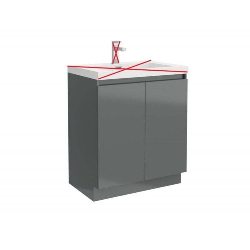 Alterna - Meuble Sous Vasque de Salle de Bain 70cm Primeo 2 Portes Gris Laqué - 4269263