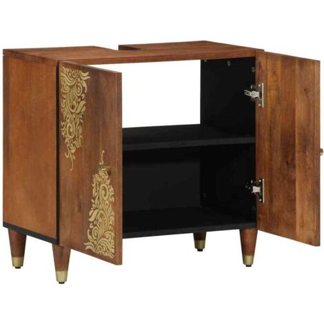 Meuble sous-vasque de salle de bain marron miel 62 x 33 x 58 cm CFW507683