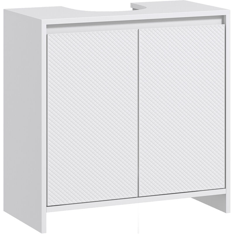Homcom - Meuble sous vasque design contemporain 2 portes étagère dim. 60L x 30l x 60H cm blanc