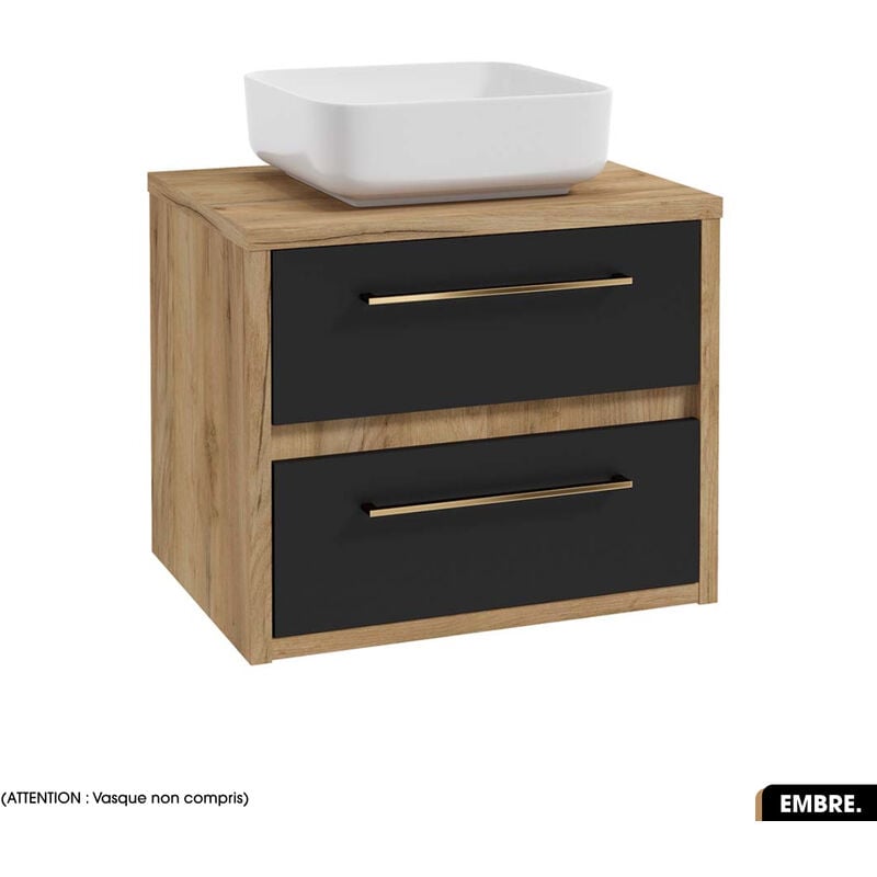 Otitec - Meuble sous vasque embre Noir 60 x 50 x 45 cm