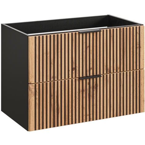 Meuble sous vasque en bois - L 80 x H 57 x P 46 cm - Sylve Black Wotan - Livraison gratuite