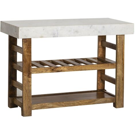 Meuble sous vasque en marbre et bois Louca