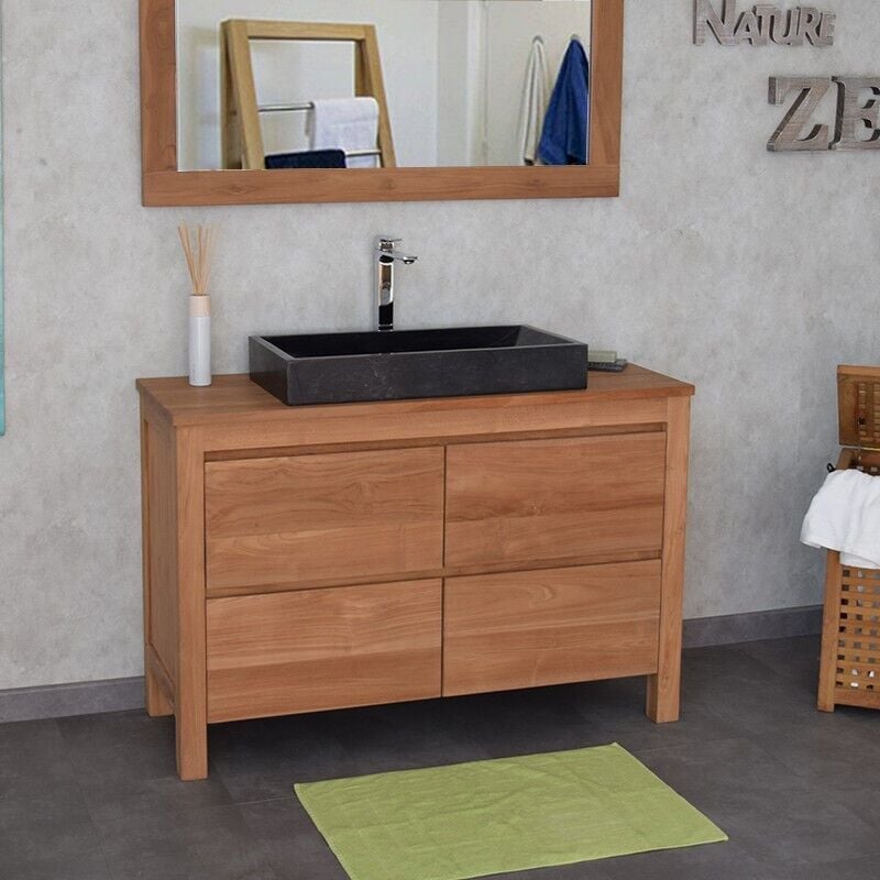 Wildwater - Meuble sous vasque en teck massif 140 cm, Varedo
