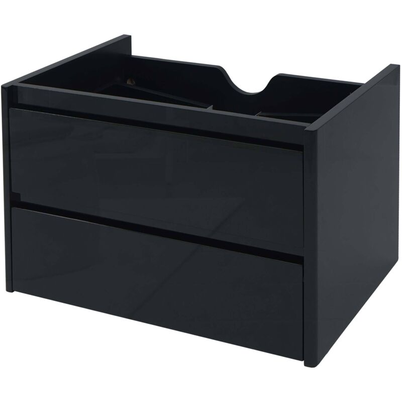 HHG - Meuble sous-vasque 615, meuble sous-vasque salle de bain, brillant Soft-Close 50x60cm, noir