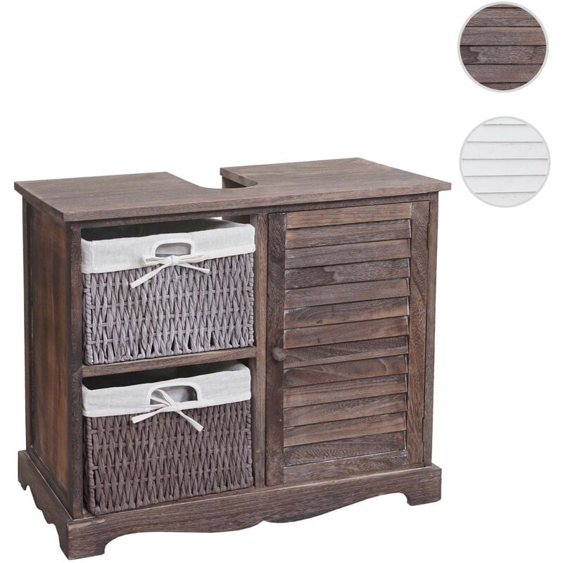 Mendler - Meuble sous-vasque HWC-H20, meuble sous-vasque de salle de bain 60x65x31cm shabby blanc