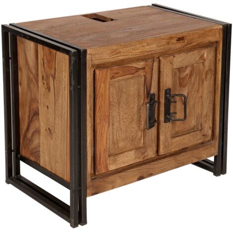 Meuble sous vasque industriel en acacia massif naturel Pamela