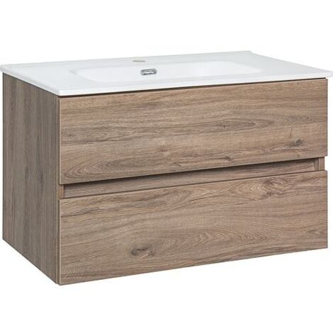 Meuble sous-vasque Kora, chêne Nabucco, 2 tiroirs, 805 x 516 x 470 mm