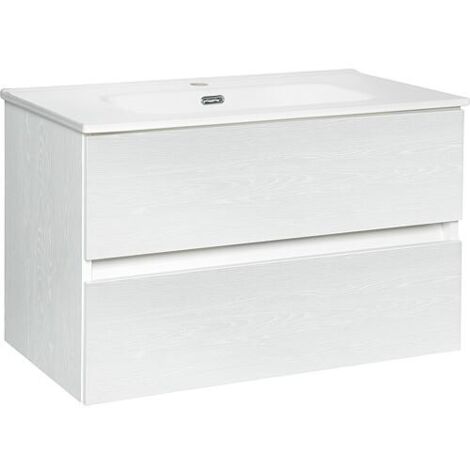 Meuble sous-vasque Kora, frêne blanc, 2 tiroirs, 805x516x470mm