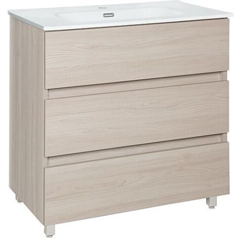 Meuble sous-vasque KORA XL, Ulme Rousseau, 3 tiroirs, 805 x 845 x 470 mm