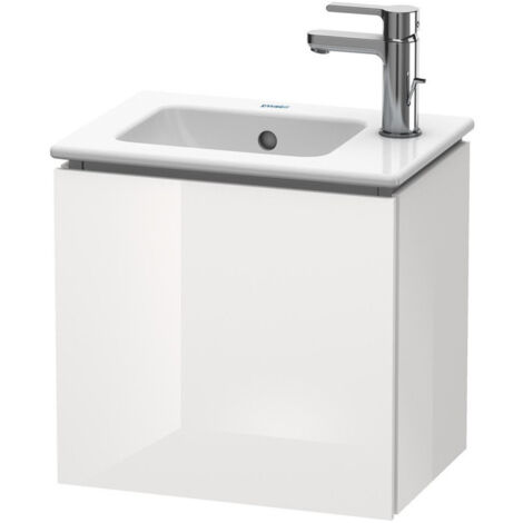 Meuble sous-vasque L-CUBE 294x420x400mm ouverture droite blanc brillant lack