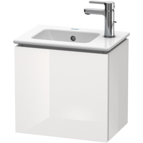 Meuble sous-vasque L-CUBE 294x420x400mm ouverture gauche blanc brillant lack