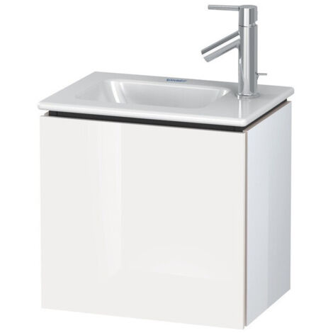Meuble sous-vasque L-CUBE 294x420x400mm ouverture gauche blanc mat