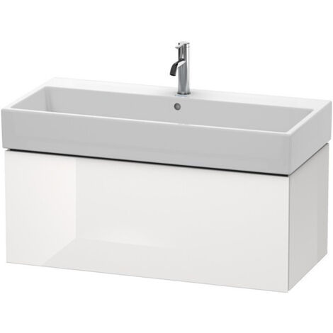 Meuble sous-vasque L-CUBE 394x984x459mm blanc brillant lack