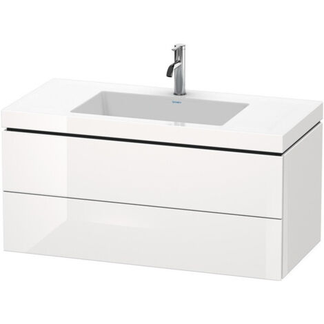 Meuble sous-vasque L-CUBE WT Vero Air 500x1000x480mm 1 trou de robinetterie blanc brillant