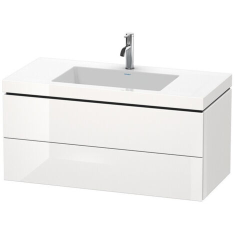 Meuble sous-vasque L-CUBE WT Vero Air 500x1000x480mm sans trou de robinetterie blanc brillant
