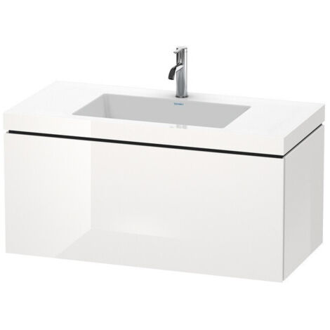 Meuble sous-vasque L-CUBE WT Vero Air 500x1000x480mm sans trou de robinetterie blanc brillant